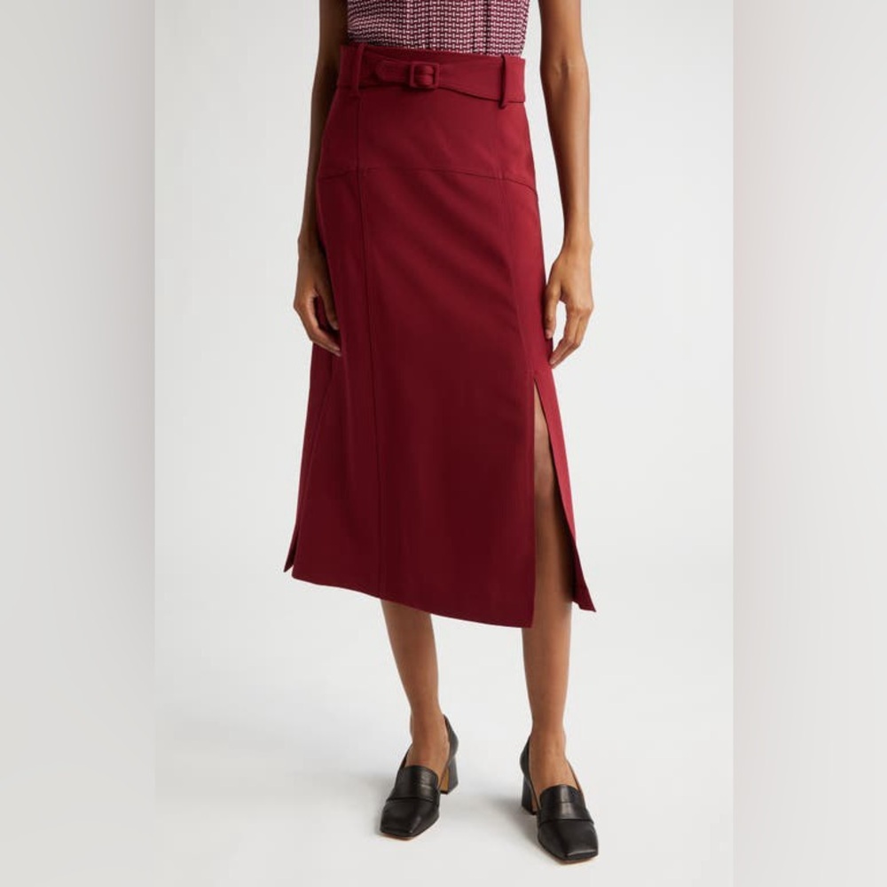 [judith & charles] adira midi skirt w/ belt merlot 6 - Picture 7 of 9
